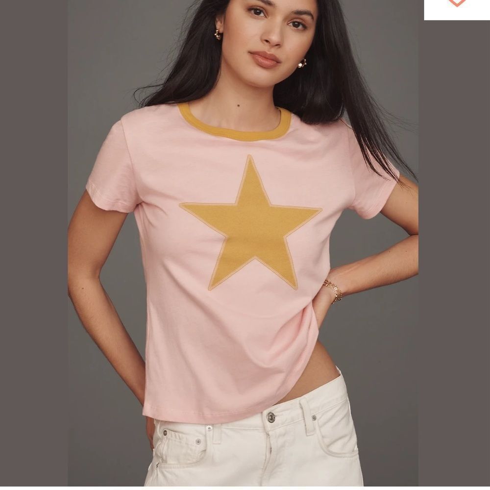 Anthropologie Letluv Star Short-Sleeve Ringer Crew-Neck Tee